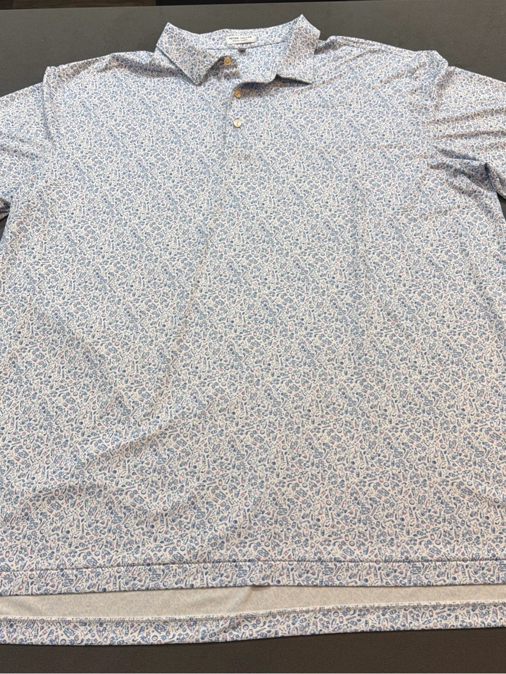 Peter Millar Chillax Golf Cocktail Polo 2XT XXL Tall Blue Novelty Print